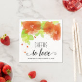 応援に愛、オレンジ色の花、フローラ スタンダードカクテルナプキン (インサイチュ)