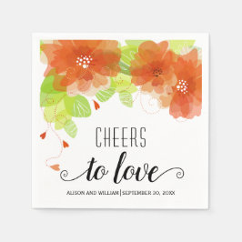 応援に愛、オレンジ色の花、フローラ スタンダードカクテルナプキン