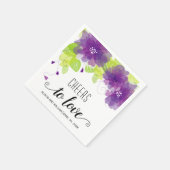 応援に愛、紫色の花、フローラ結婚の スタンダードカクテルナプキン (角)