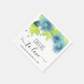 応援に愛、青い花、フローラ スタンダードカクテルナプキン (角)