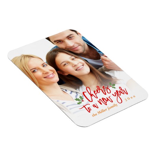 応援に新年の休日の家族の子供の写真 マグネット (右側)