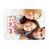 応援に新年の休日の家族の子供の写真 マグネット (横)