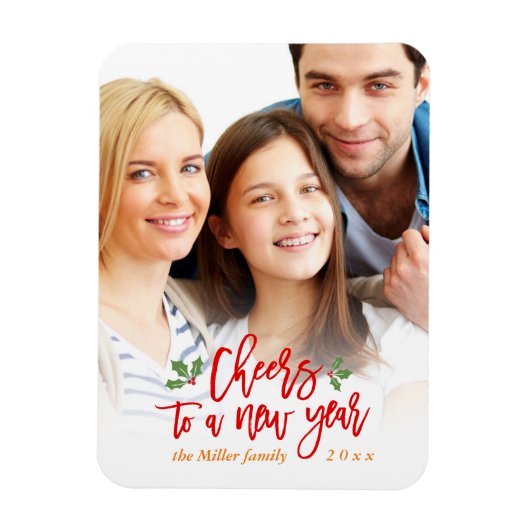 応援に新年の休日の家族の子供の写真 マグネット (縦)