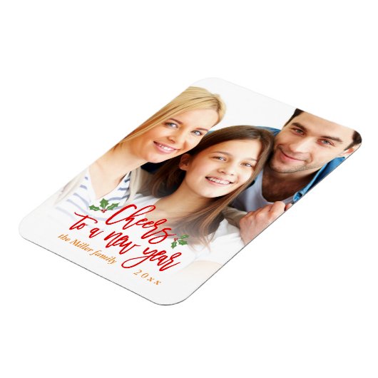 応援に新年の休日の家族の子供の写真 マグネット (左側)