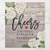 応援に結婚式の花の文字列ライトウッド ワインラベル (シングルラベル)