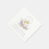 応援に金ゴールドワイングラスフローラ結婚 スタンダードカクテルナプキン (角)