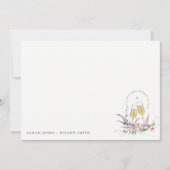 応援に金ゴールドワイングラスフローラ結婚 ノートカード (正面)