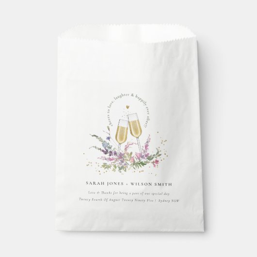 応援に金ゴールドワイングラスフローラ結婚 フェイバーバッグ (正面)