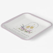 応援に金ゴールドワイングラスフローラ結婚 ペーパープレート (傾斜あり)