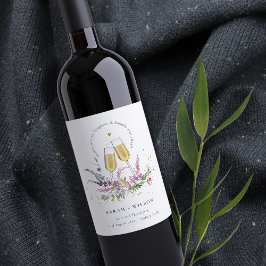 応援に金ゴールドワイングラスフローラ結婚 ワインラベル