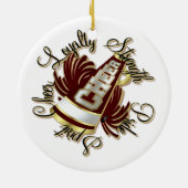 応援のあずき色および金ゴールドはオーナメント倍増味方しました セラミックオーナメント (裏面)