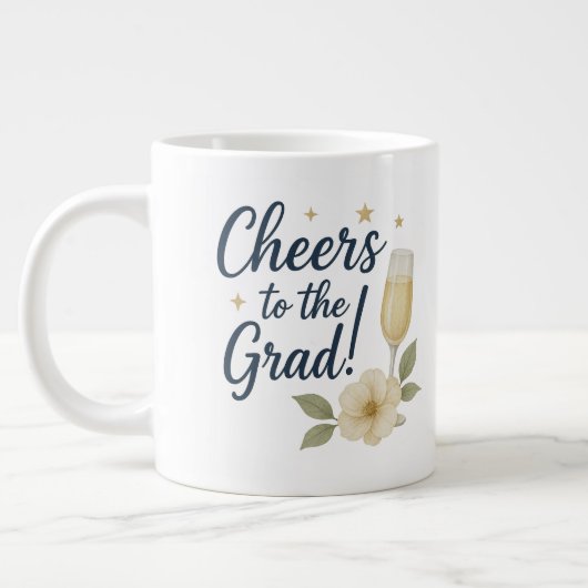 応援のグラッドステッカー – 白と黄色の花 ジャンボコーヒーマグカップ (左)