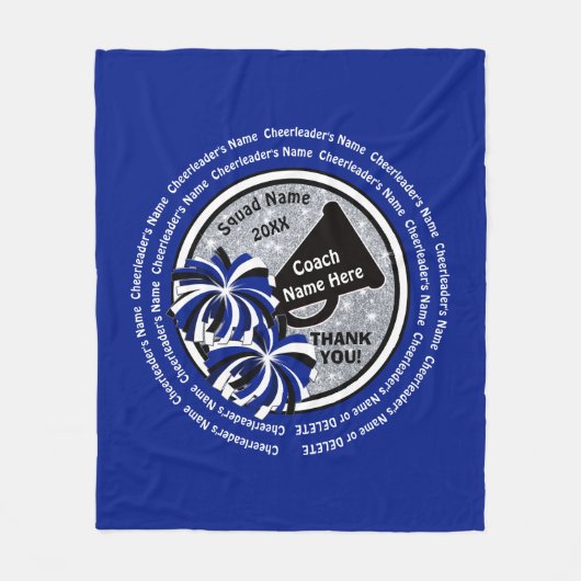 応援のコーチのための青くパーソナライズなギフト フリースブランケット (正面)