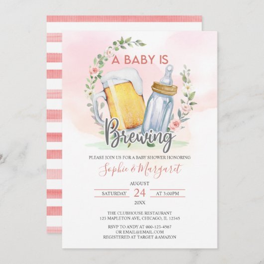 応援のコードガールAベビーがベビーシャワーを始める 招待状 (正面/裏面)