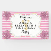 応援のチアリーダーのピンク|の金ゴールドの女の子の誕生会 横断幕 (横)