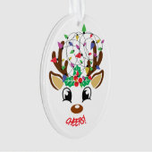 応援のトナカイが光でもつれている オーナメント (正面)