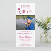 応援のトレンディー写真モダンピンクのスクリプト 招待状 (スタンド正面)