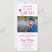 応援のトレンディー写真モダンピンクのスクリプト 招待状 (正面)