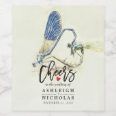 応援のドラゴン結婚フライ交配の愛ハート ワインラベル (シングルラベル)