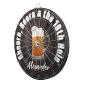 応援のビールと19ホールのゴルフボールウッド ダーツボード (正面右)