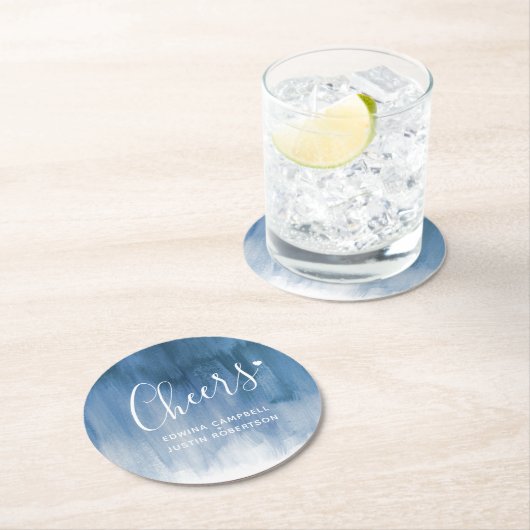 応援のブルーグレーの近代美術の洗浄紙のコースター ラウンドペーパーコースター (インサイチュ)