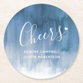 応援のブルーグレーの近代美術の洗浄紙のコースター ラウンドペーパーコースター (正面)