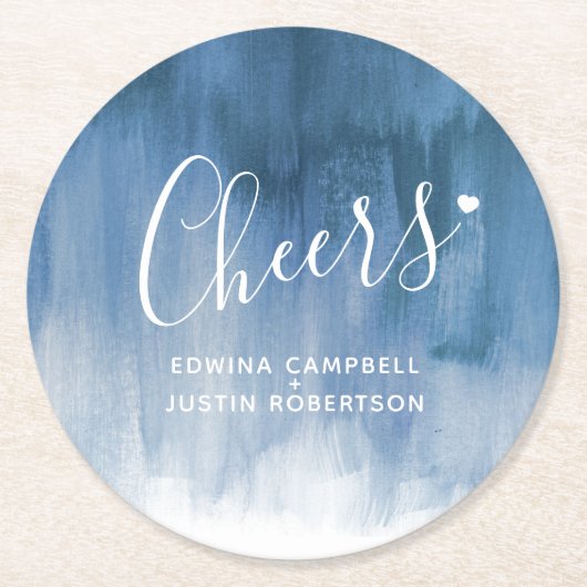 応援のブルーグレーの近代美術の洗浄紙のコースター ラウンドペーパーコースター (正面)