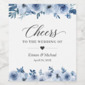 応援のボヘミアン結婚ダスティブルーフローラ ワインラベル (シングルラベル)