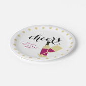 応援のモダンな明けましておめでとうのワインおよび金ゴールドの点 ペーパープレート (アングル)