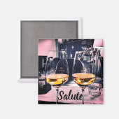 応援の単語をイタリアン持つワインマグネット マグネット (正面/裏面)