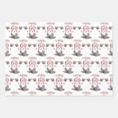 応援の年の鳥と花の誕生日 ラッピングペーパーシート (正面)