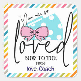 応援の弓とメガホンのギフトラベルのためのチアリーダー スクエアシール