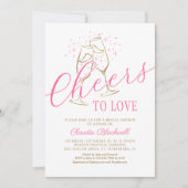 応援の愛ピンクの金ゴールドブライダルシャワー招待 招待状 (正面)