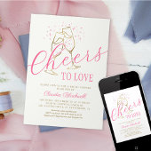 応援の愛ピンクの金ゴールドブライダルシャワー招待 招待状