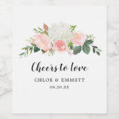 応援の愛ピンク白フローラワインラベル ワインラベル (シングルラベル)