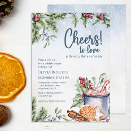 応援の愛ホットココアウィンターブライダルシャワー 招待状