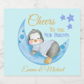 応援の新しい親にブルースリーピングペンギン スパークリングワインラベル (シングルラベル)