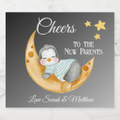 応援の新しい親に眠っているベビーペンギン スパークリングワインラベル (シングルラベル)