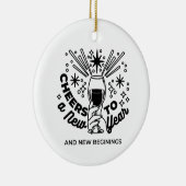 応援の新年お祝いデザイン セラミックオーナメント (右)