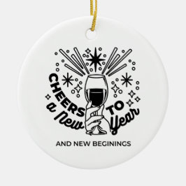 応援の新年お祝いデザイン セラミックオーナメント