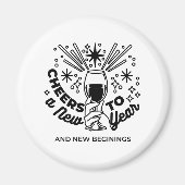 応援の新年お祝いデザイン マグネット (正面)