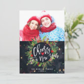 応援の新年のスクリプトリースグリーティングフォト シーズンカード (スタンド正面)