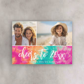 応援の新年のタイダイティール(緑がかった色)写真70s Vibe シーズンカード