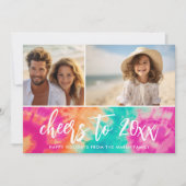 応援の新年のタイダイティール(緑がかった色)写真70s Vibe シーズンカード (正面)