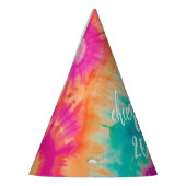 応援の新年のタイダイティール（緑がかった色）写真70s Vibe パーティーハット (左)