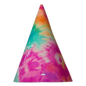 応援の新年のタイダイティール（緑がかった色）写真70s Vibe パーティーハット (右)