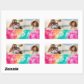 応援の新年のタイダイティール(緑がかった色)写真70s Vibe 長方形シール (シート)