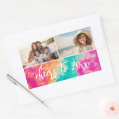 応援の新年のタイダイティール（緑がかった色）写真70s Vibe 長方形シール (封筒)