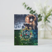 応援の新年のホリーリースグリーティングフォト シーズンポストカード (スタンド正面)