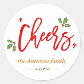 応援の新年のモダンでシンプルな書道の原稿 ラウンドシール (正面)